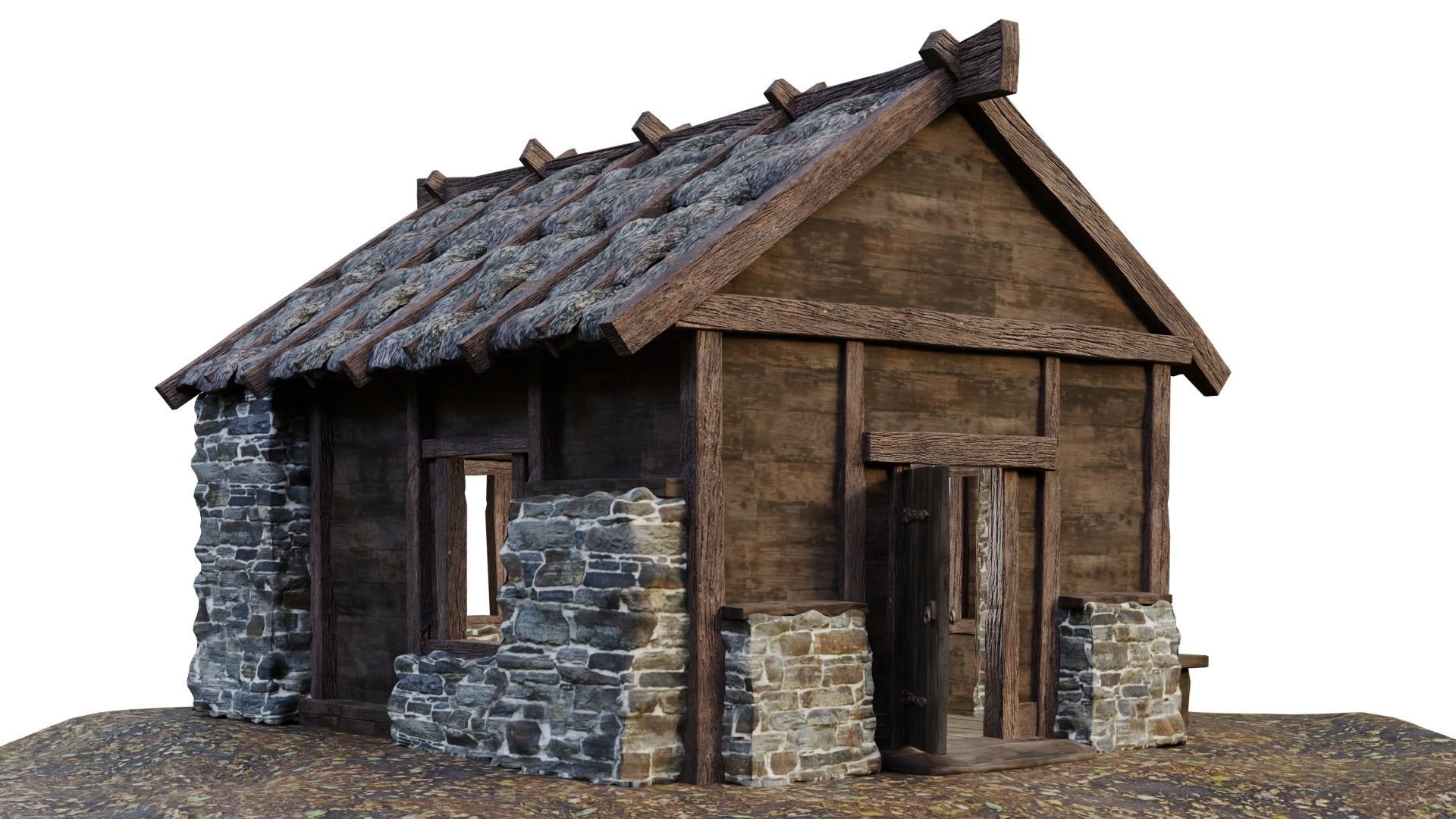 Medieval House 09 PBR 4K GameReady Low-poly 3D model_1