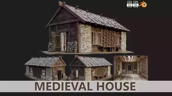 Medieval House 10 PBR 4K GameReady Low-poly 3D model