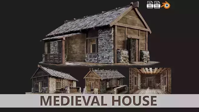Medieval House 11 PBR 4K GameReady Low-poly 3D model