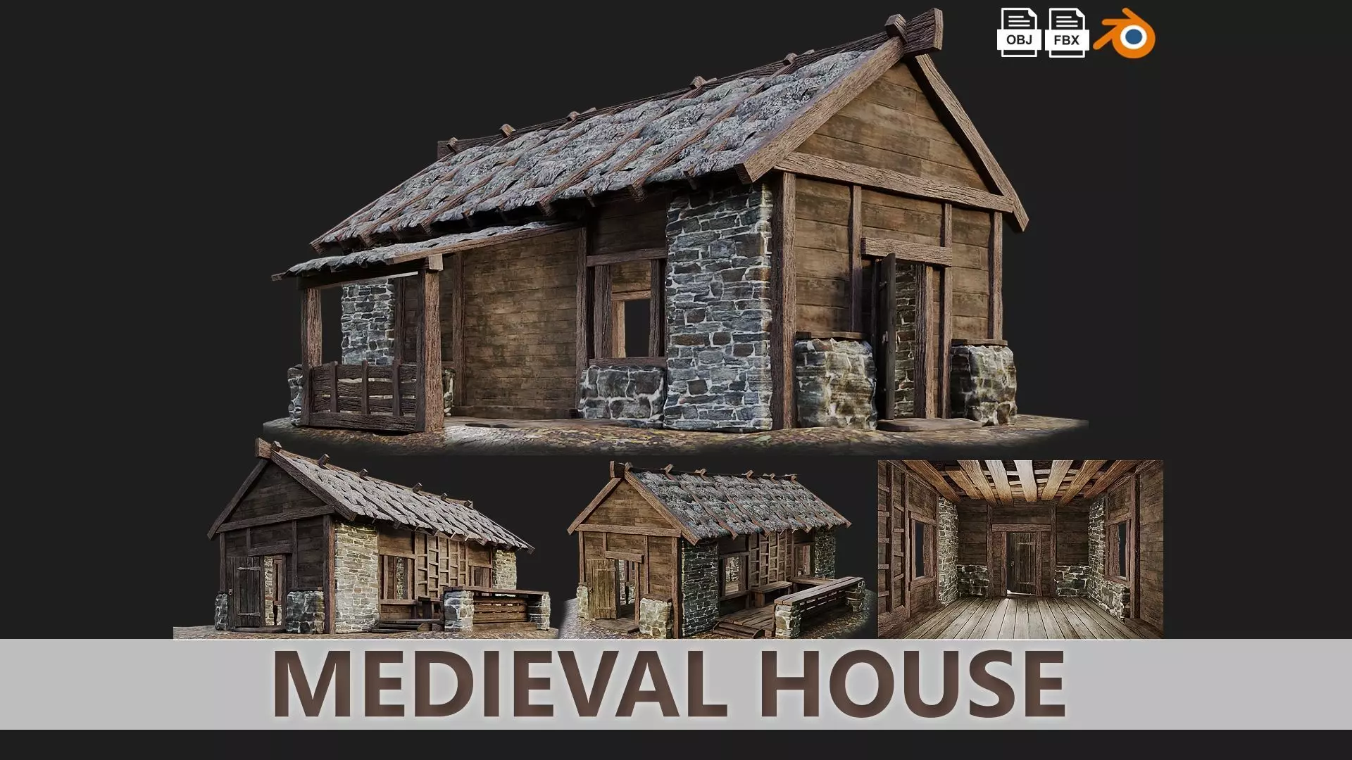 Medieval House 11 PBR 4K GameReady Low-poly 3D model