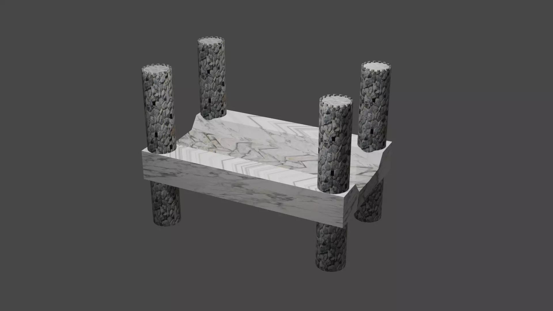 Marble Castle Bridge Low-poly 3D model
