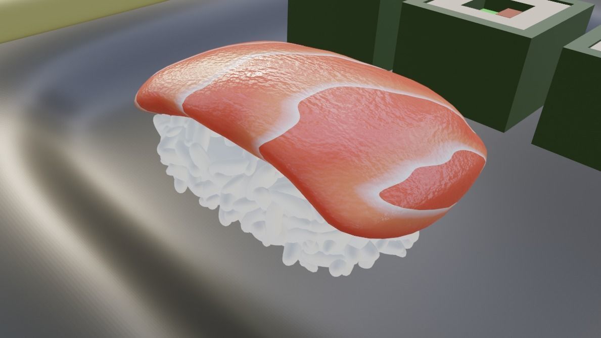 low poly sushi on plate with chopsticks Free low-poly 3D model_5