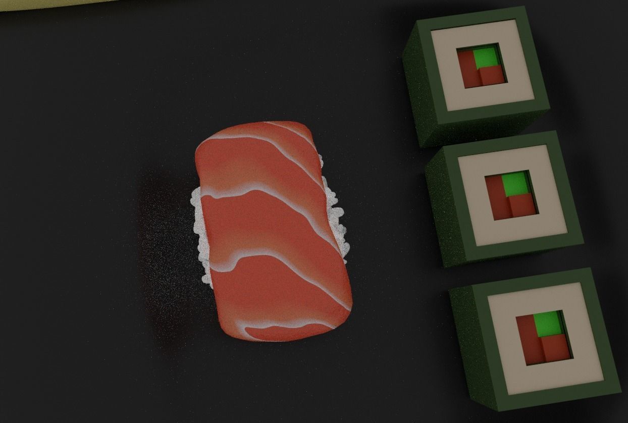 low poly sushi on plate with chopsticks Free low-poly 3D model_2