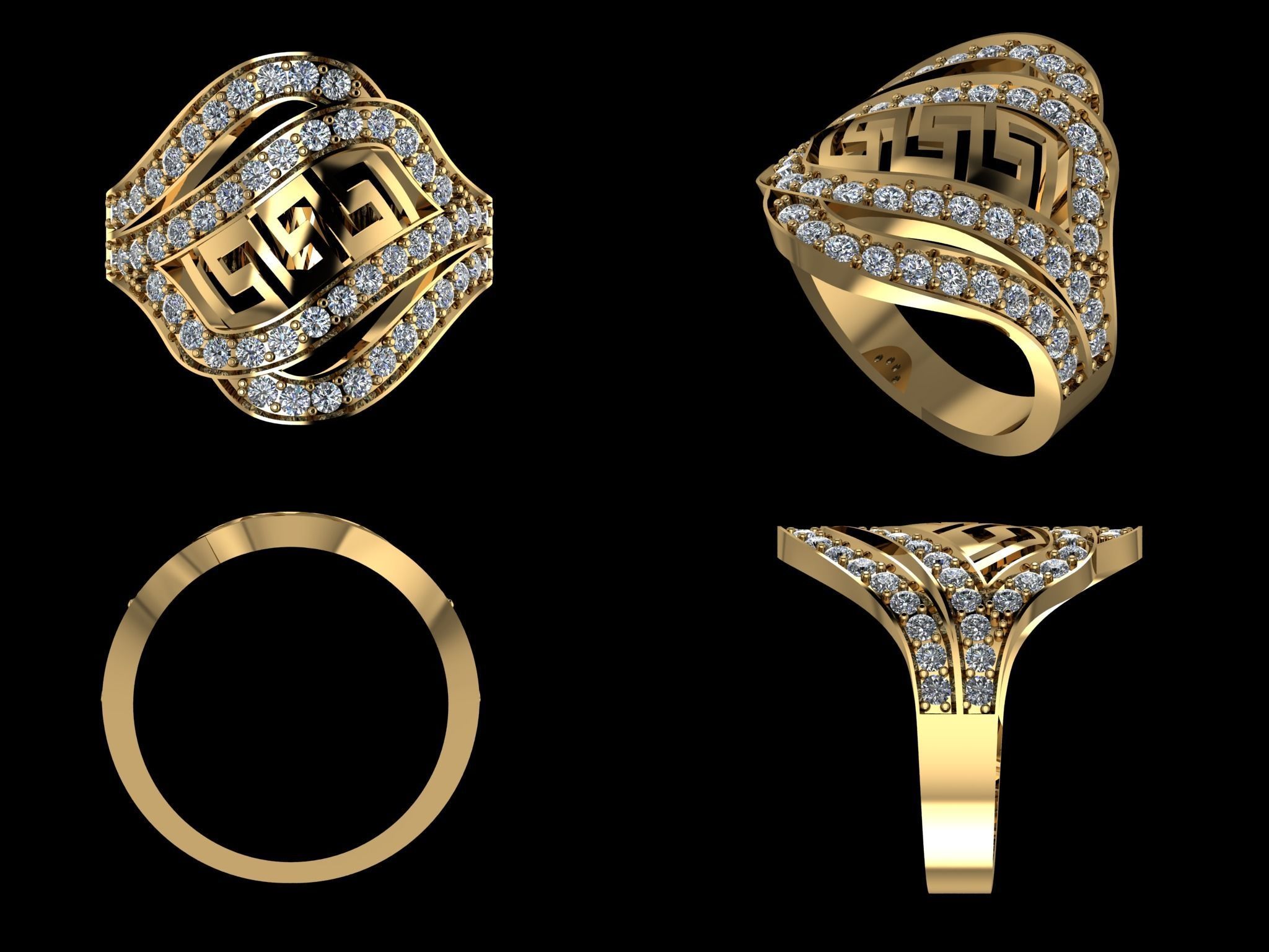 Ring Greek pattern 1ct 3D print model_1