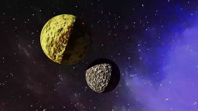 Planetary collision low-poly