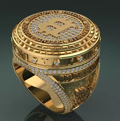 Ring with bitcoin sign Model 1598 3D print model_0