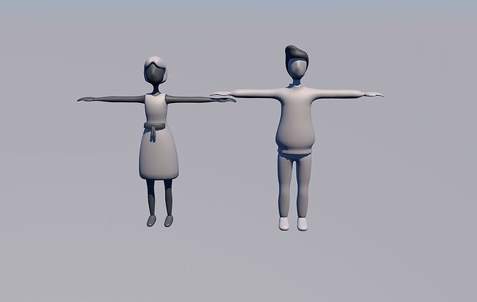 man-woman two people Free low-poly 3D model