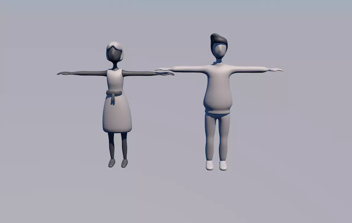 man-woman two people Free low-poly 3D model