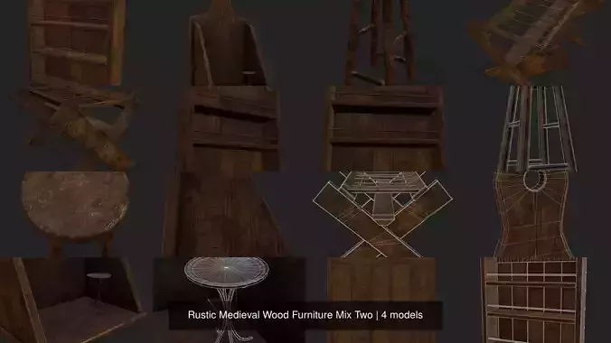 Rustic Medieval Wood Furniture Mix Two