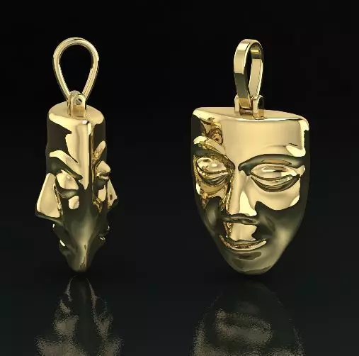 Pendant Mask Comedy and tragedy Model 1618 3D print model_0