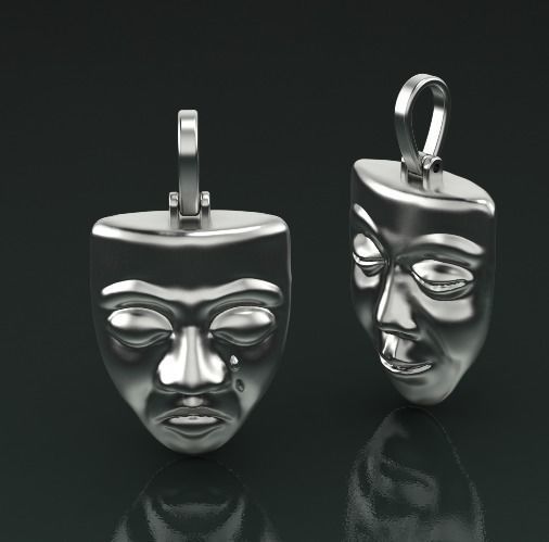 Pendant Mask Comedy and tragedy Model 1618 3D print model_1