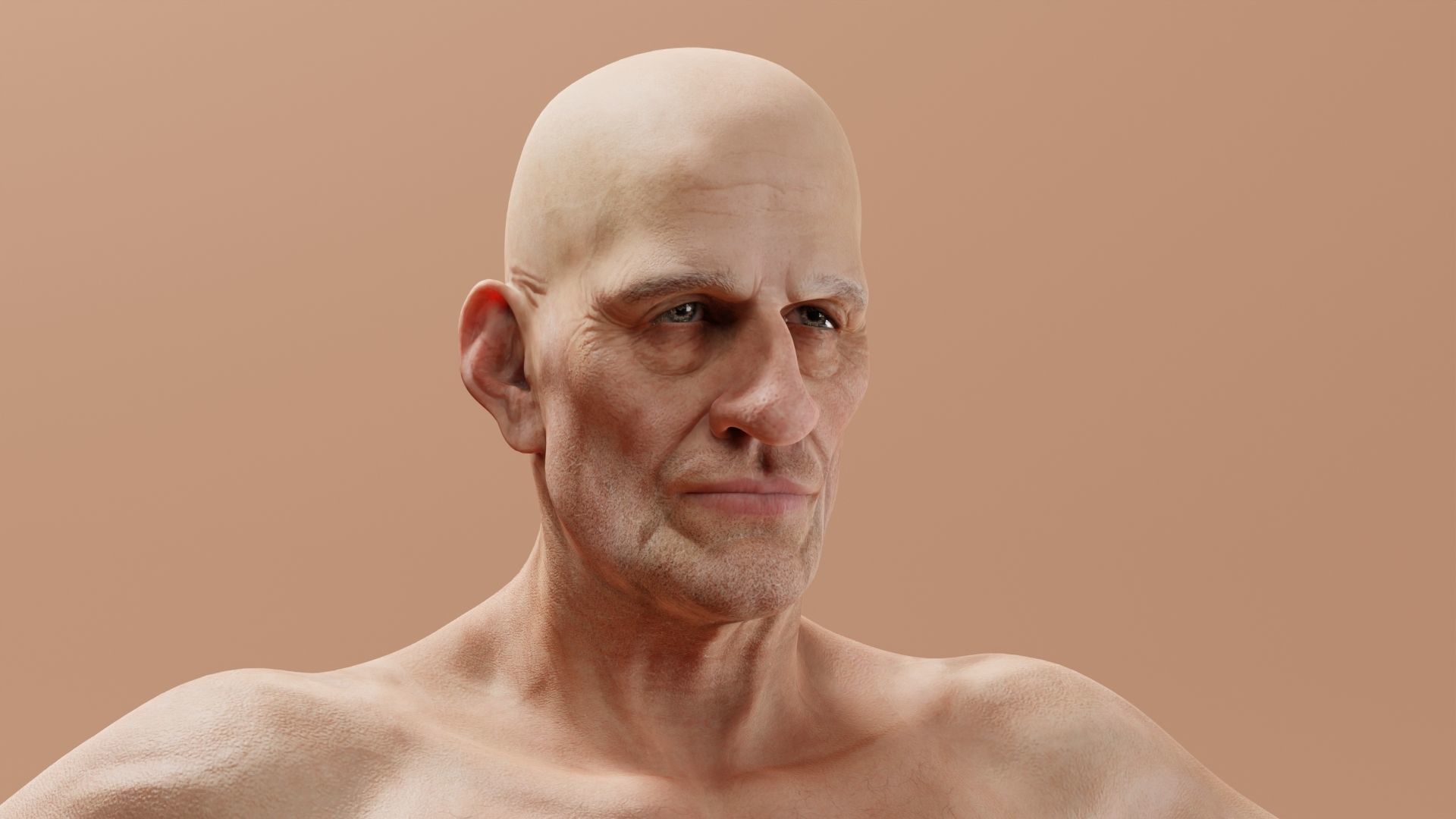 Realistic Male Character - Grandpa Bucky 3D model_1