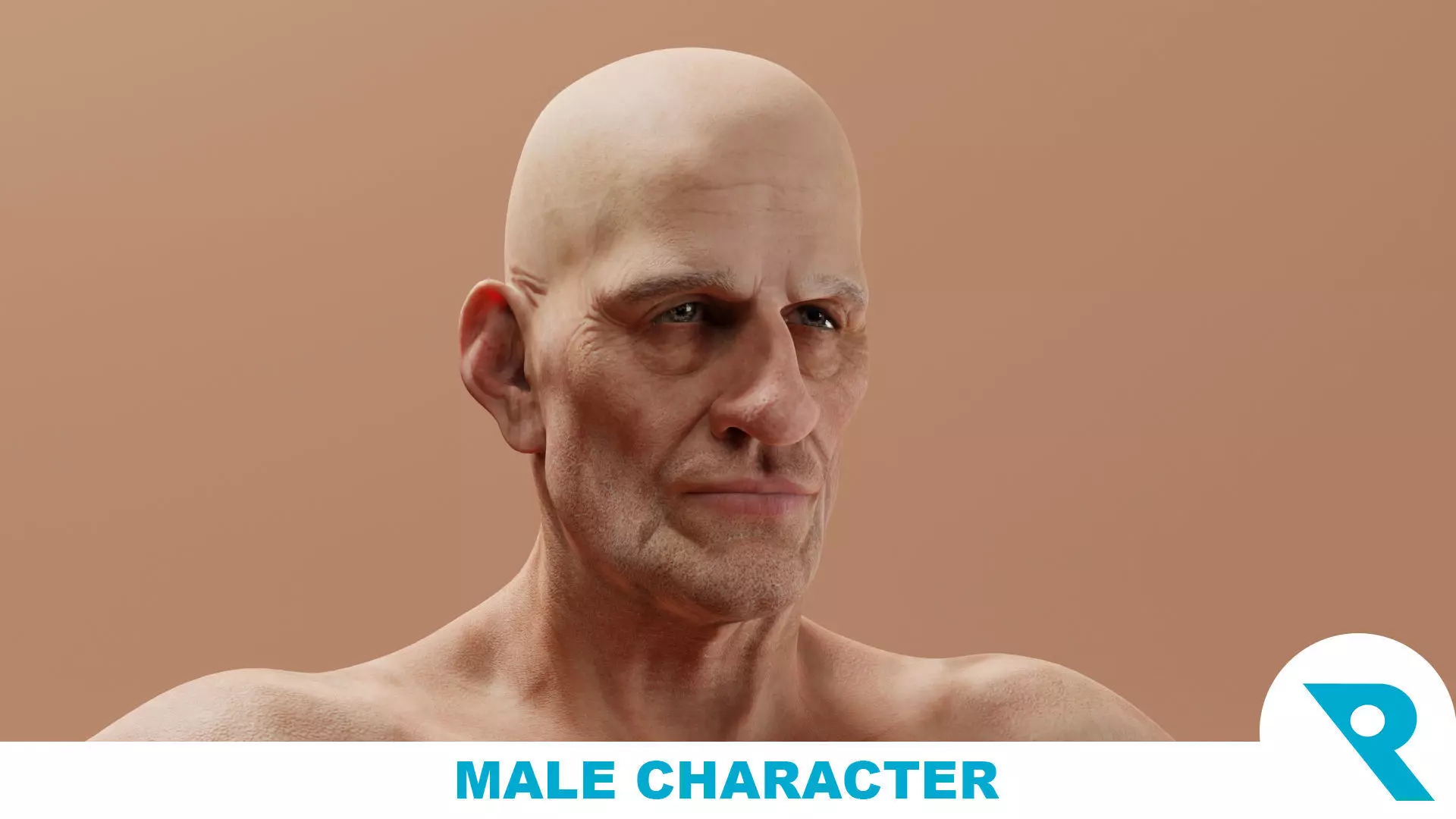 Realistic Male Character - Grandpa Bucky 3D model_0