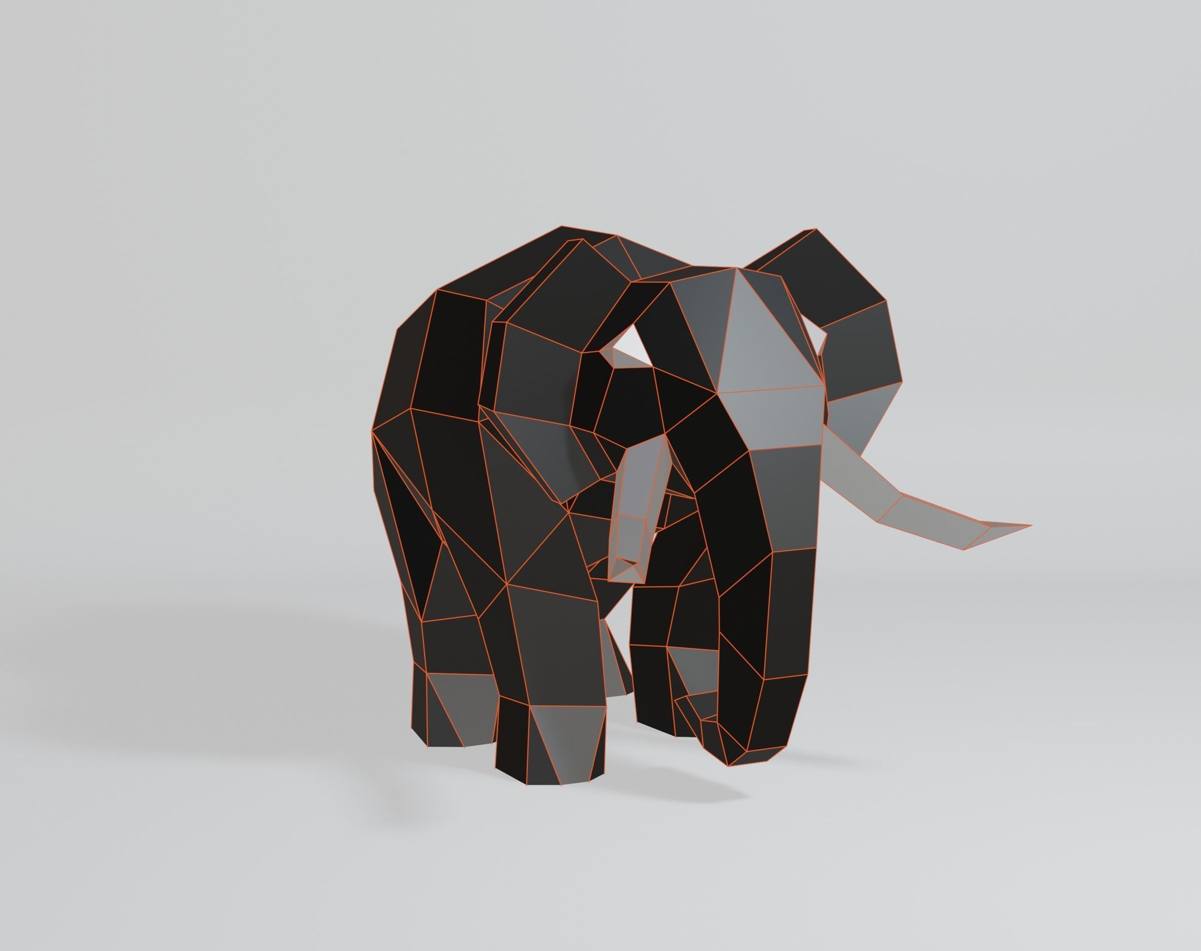 Geometric Elephant Low-poly 3D model_10