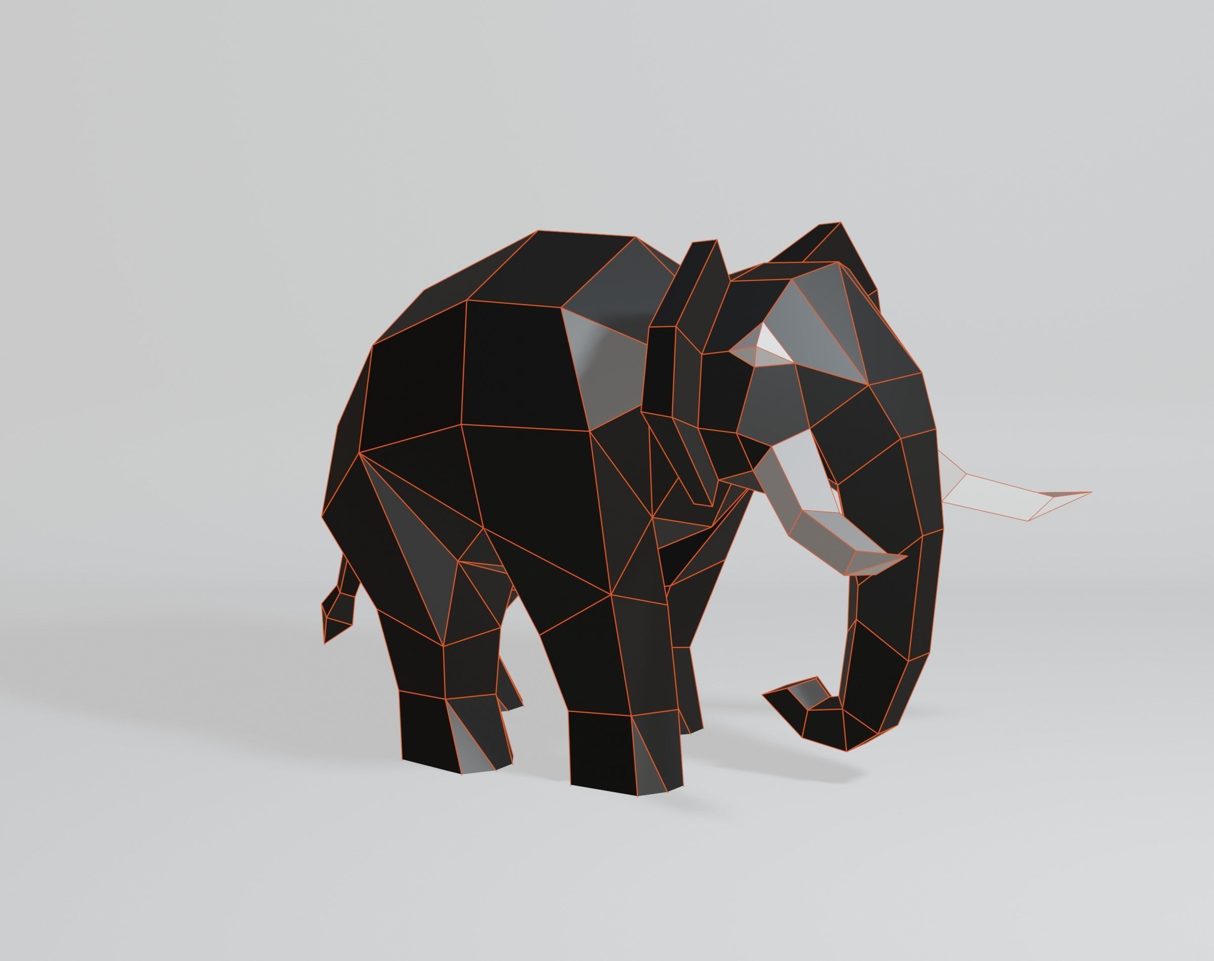 Geometric Elephant Low-poly 3D model_11