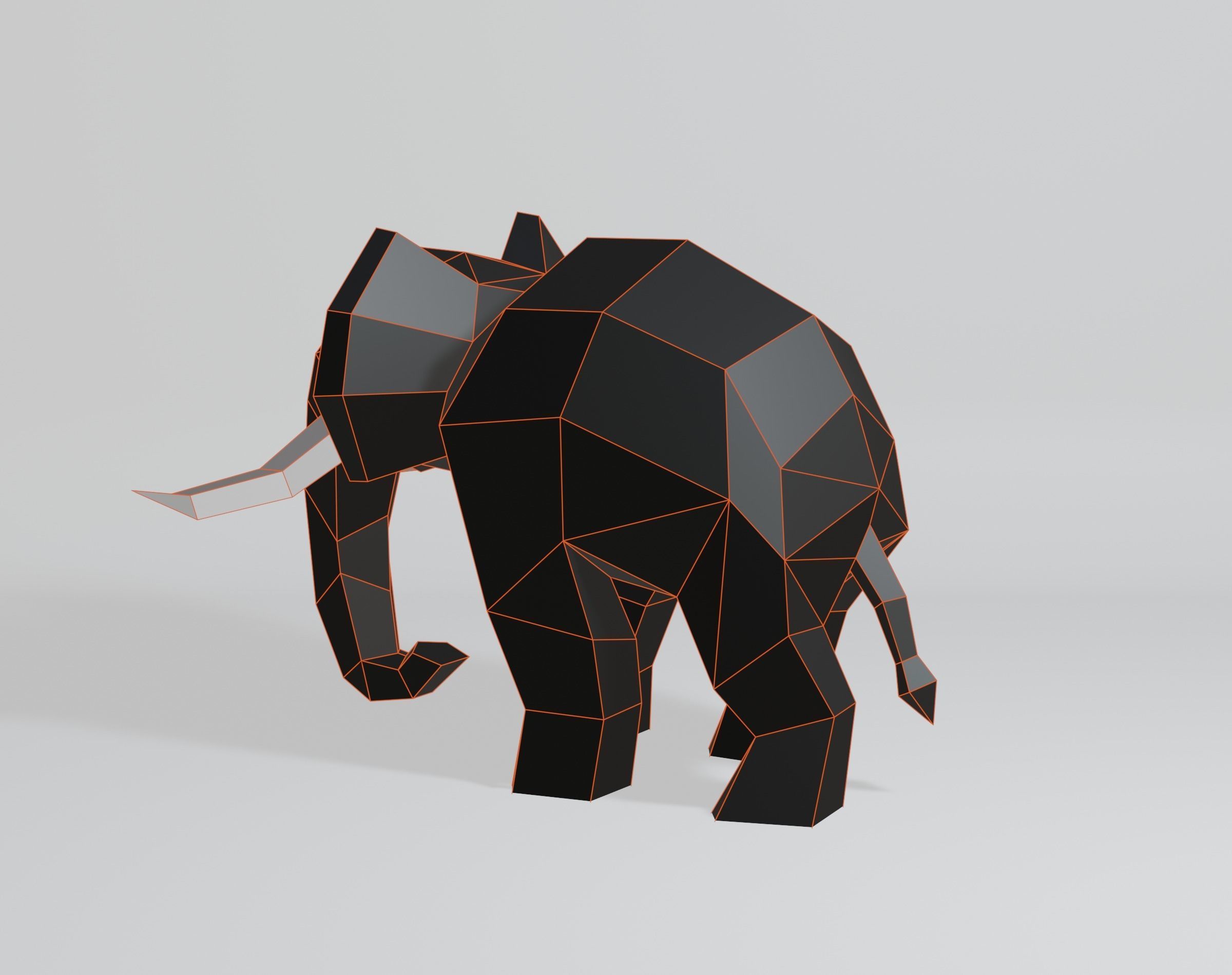 Geometric Elephant Low-poly 3D model_6