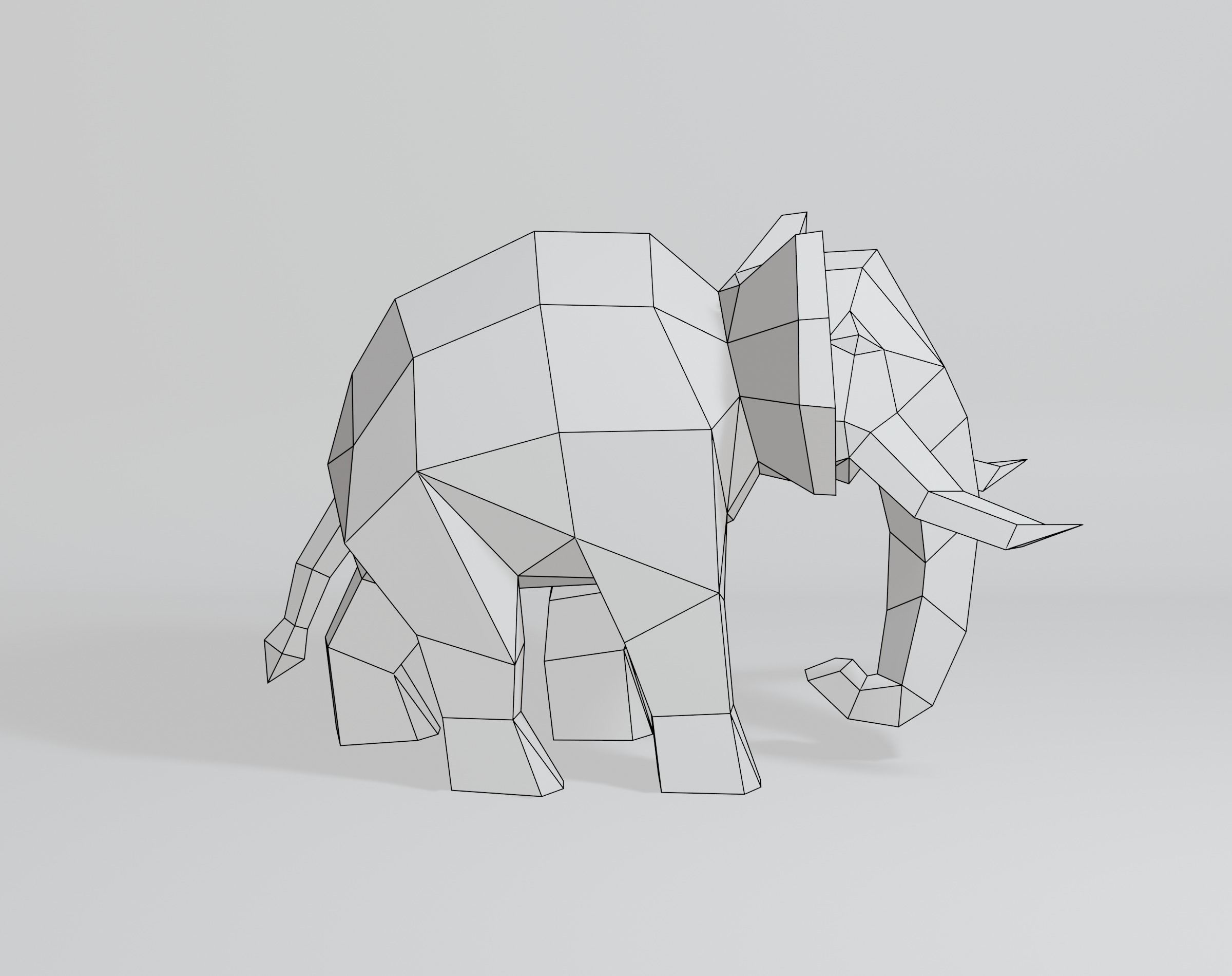 Geometric Elephant Low-poly 3D model_14