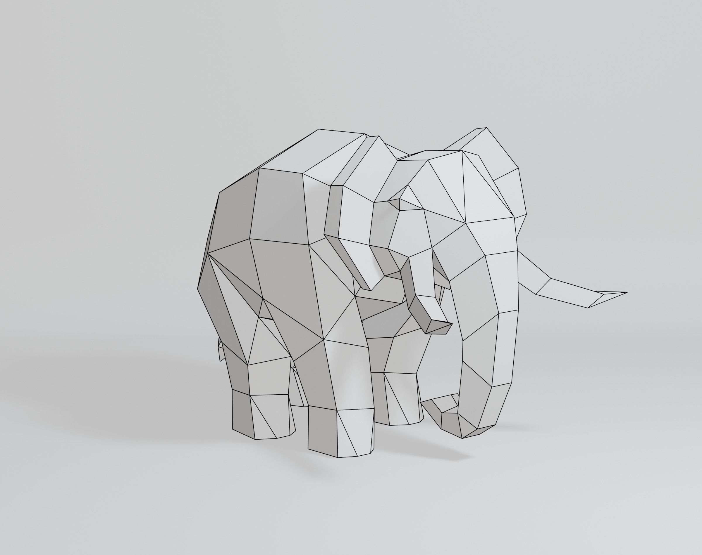 Geometric Elephant Low-poly 3D model_13