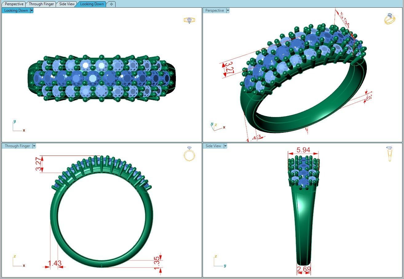 Ring202 elegant gold diamond ring 3D print model_5