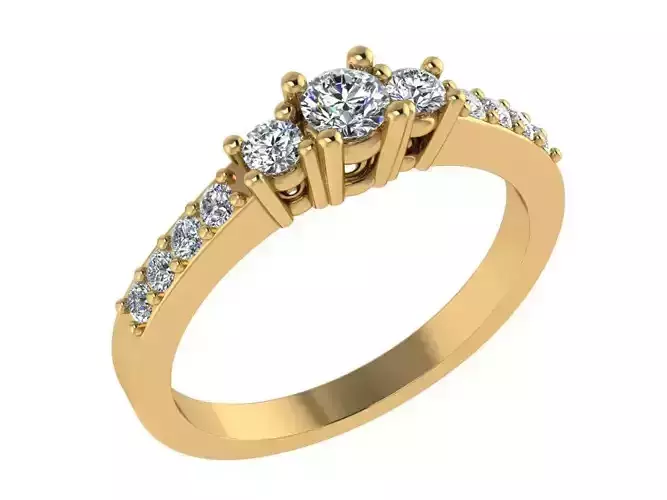 Ring205 three stone diamond engagement ring gold