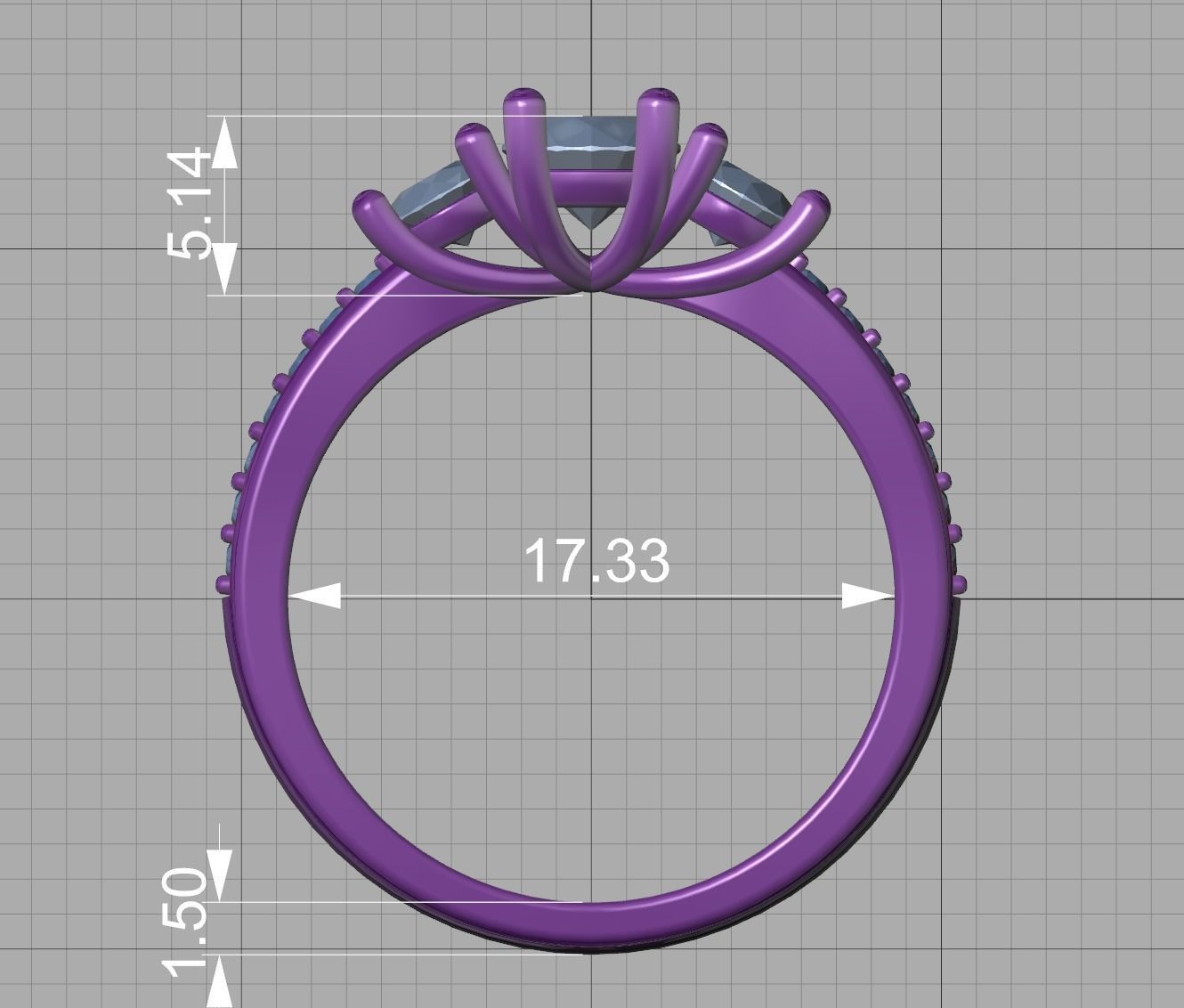 3 Stone Engagement Ring Diamond Promise Ring 3D print model_18