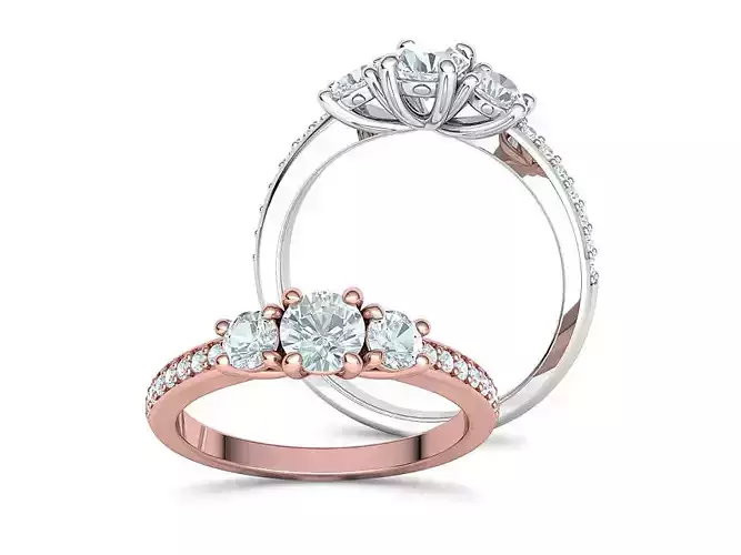 3 Stone Engagement Ring Diamond Promise Ring 3D print model