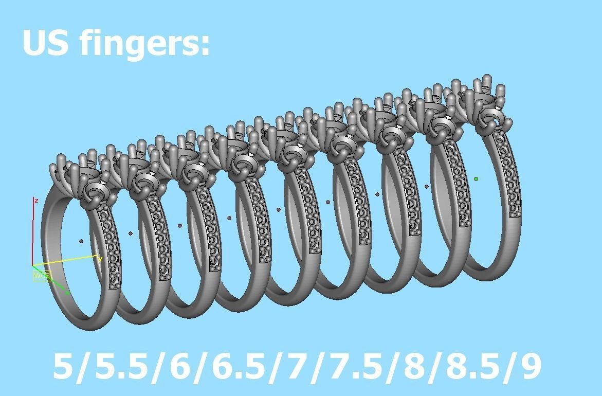 3 Stone Engagement Ring Diamond Promise Ring 3D print model_16