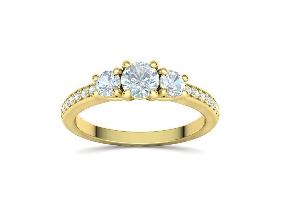 3 Stone Engagement Ring Diamond Promise Ring 3D print model_12