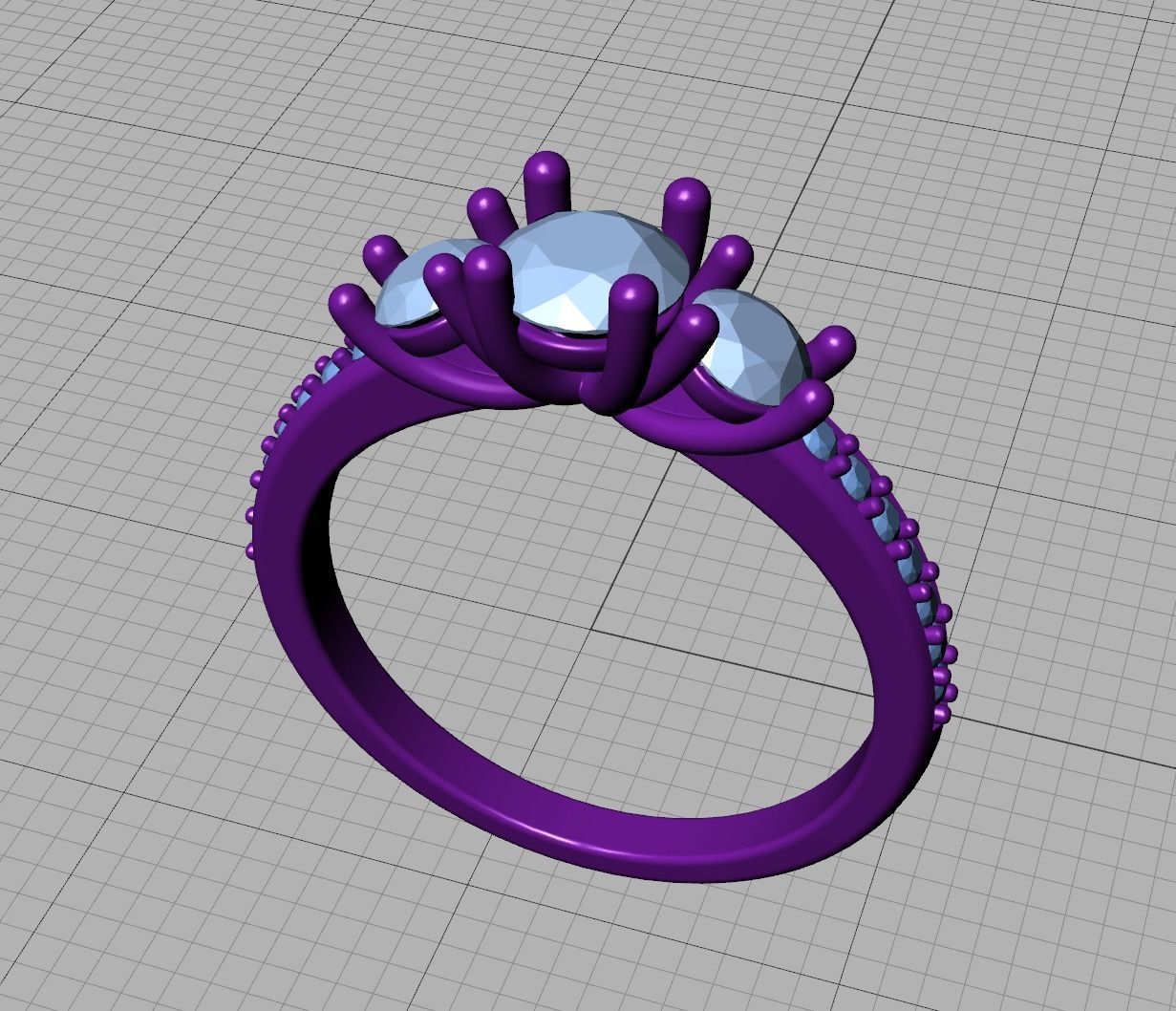 3 Stone Engagement Ring Diamond Promise Ring 3D print model_20