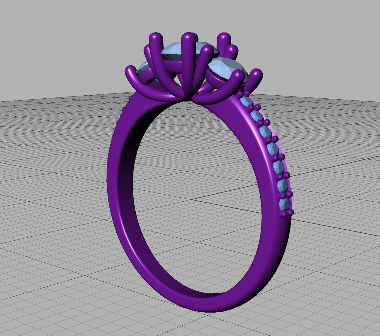 3 Stone Engagement Ring Diamond Promise Ring 3D print model_21