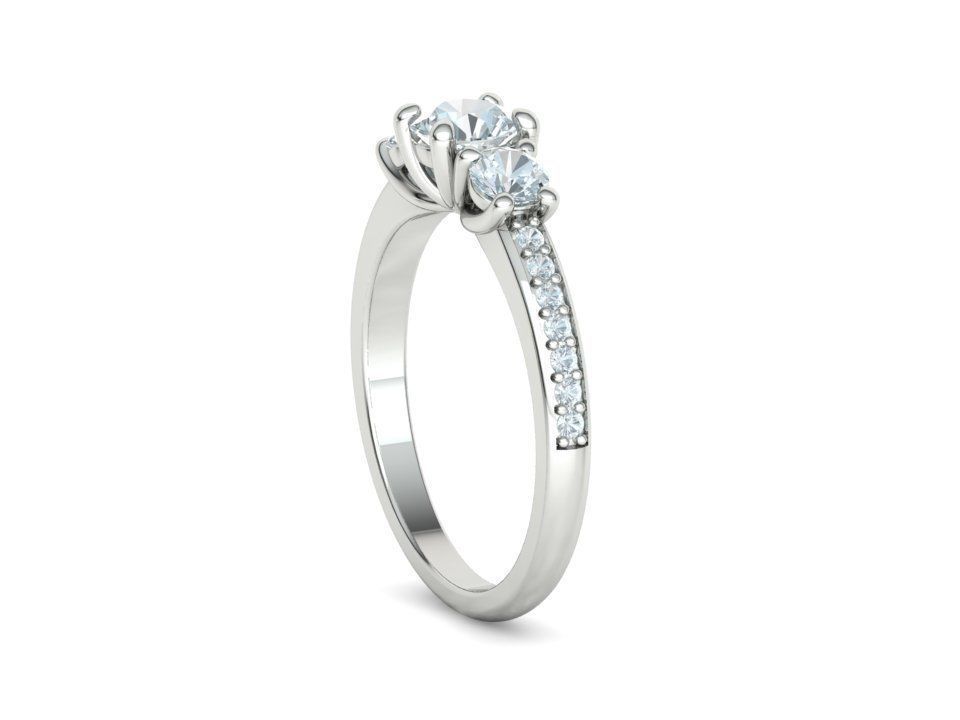 3 Stone Engagement Ring Diamond Promise Ring 3D print model_37