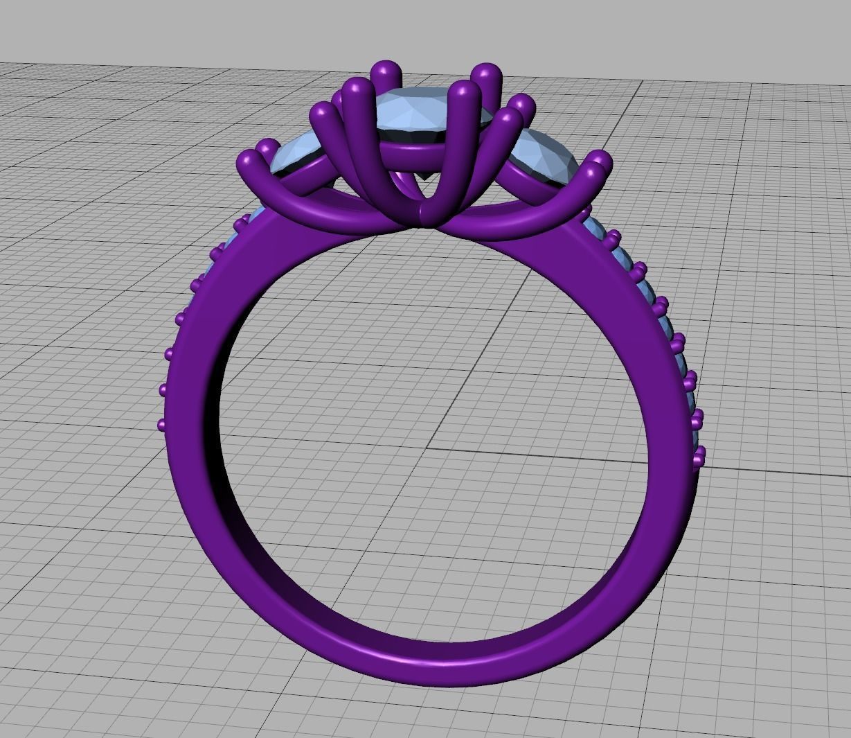 3 Stone Engagement Ring Diamond Promise Ring 3D print model_22