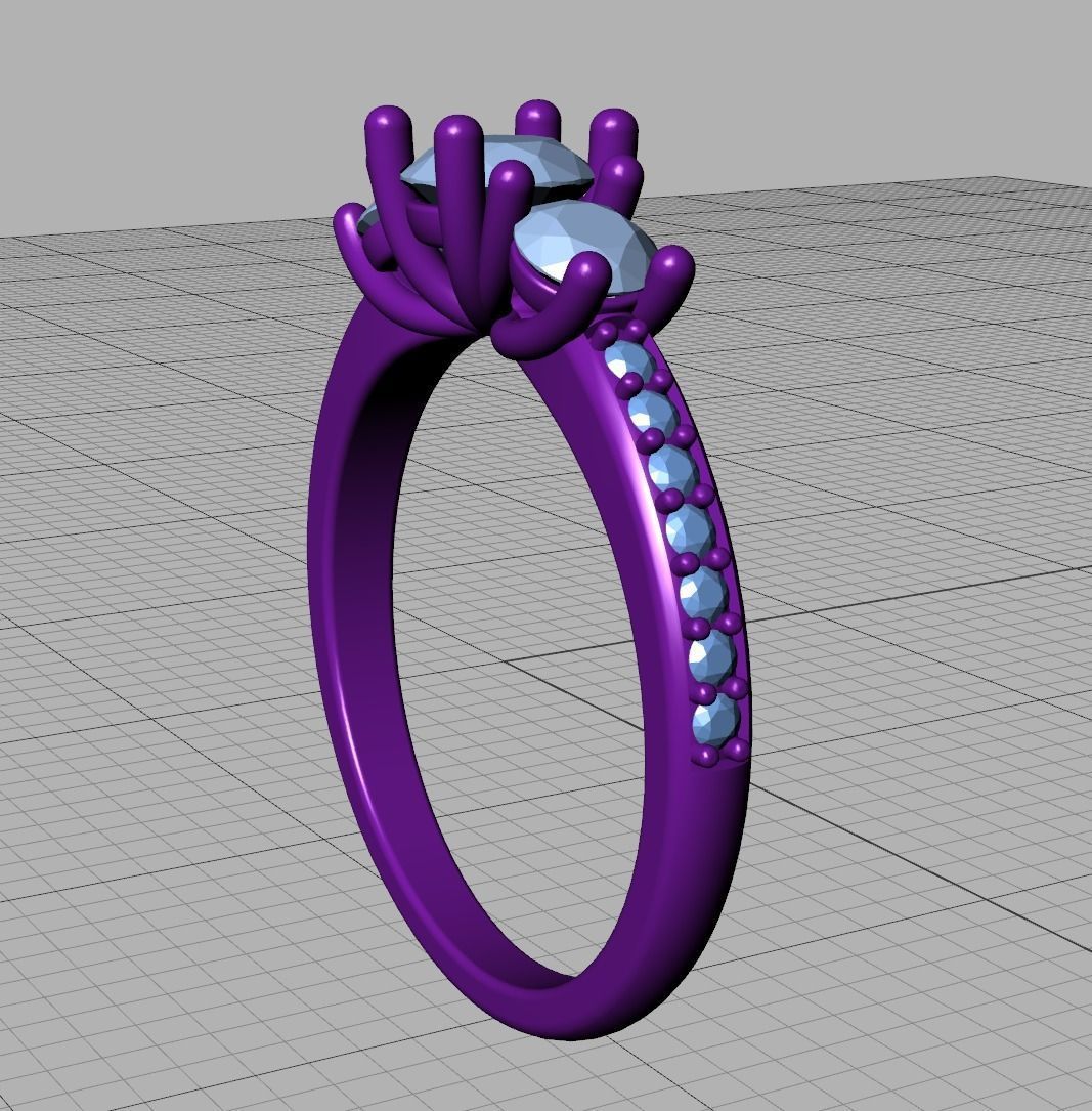 3 Stone Engagement Ring Diamond Promise Ring 3D print model_23