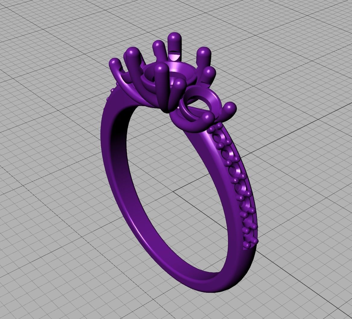 3 Stone Engagement Ring Diamond Promise Ring 3D print model_25