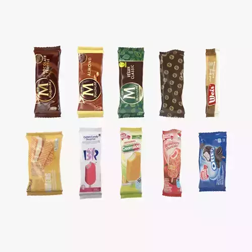Ice cream packages Low-poly 3D model