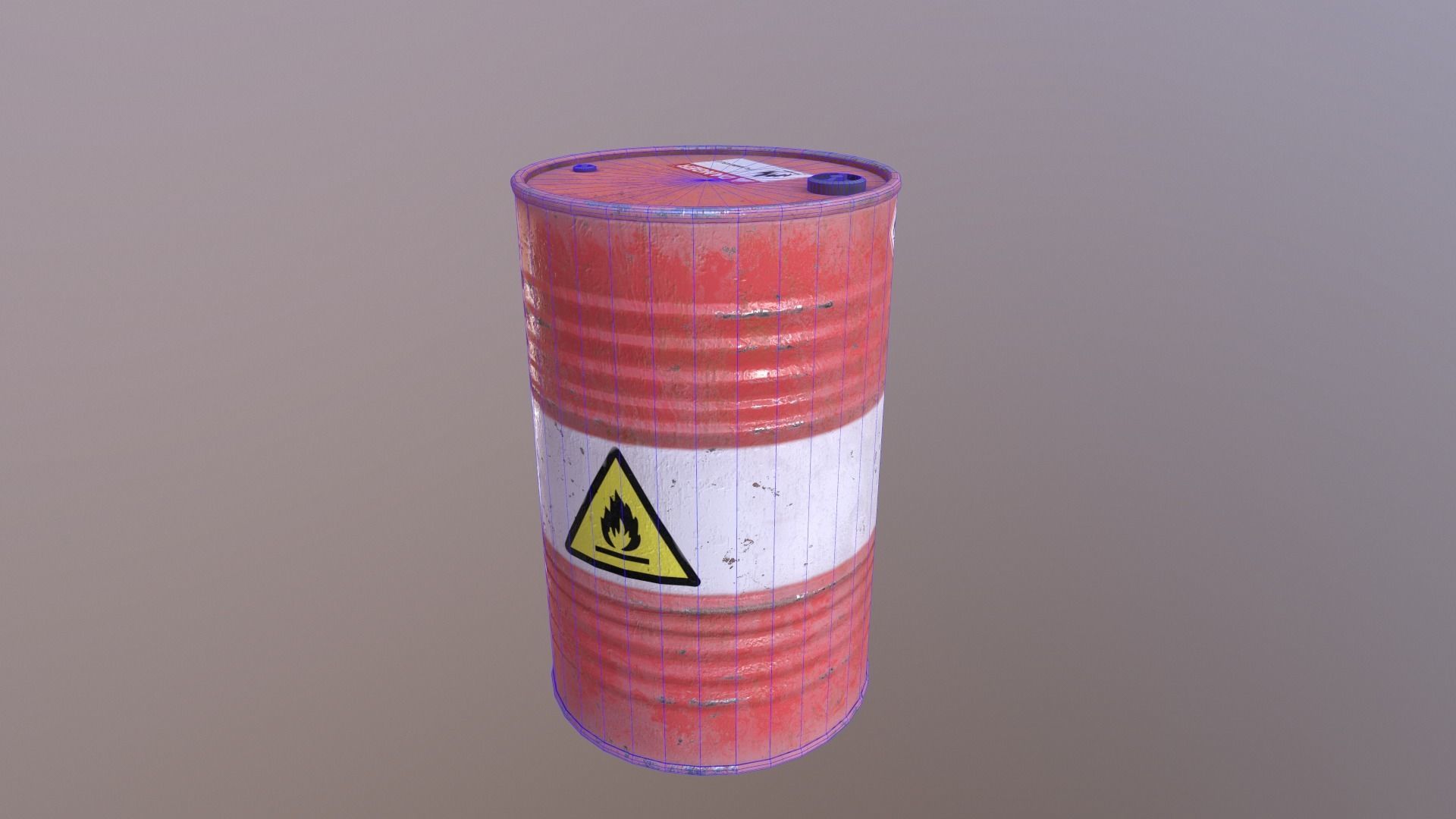 Barrel flammable - PBR Game Ready model Low-poly 3D model_9