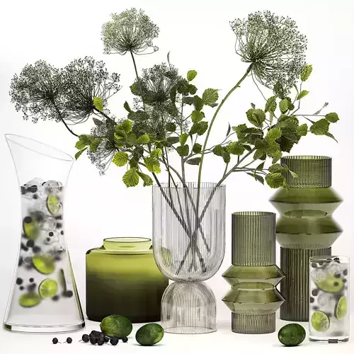 Bouquet Of Flowers With Blueberry And Lime Lemonad 3D model