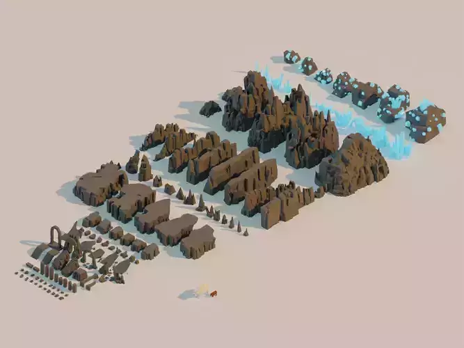 Lowpoly Rock And Stone Mega Pack Low-poly 3D model