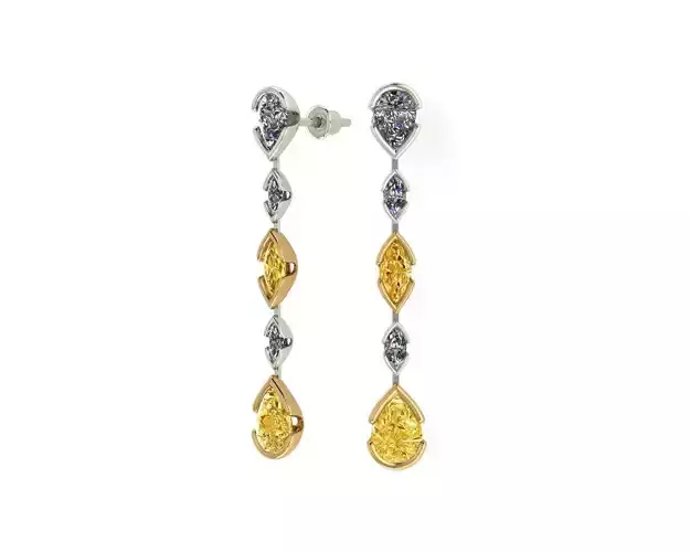 Earrings with pear and marquise cut gemstones 