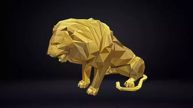 Poly Lion Sculpture 3D print model