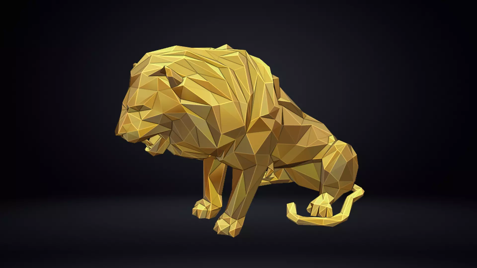 Poly Lion Sculpture 3D print model_0