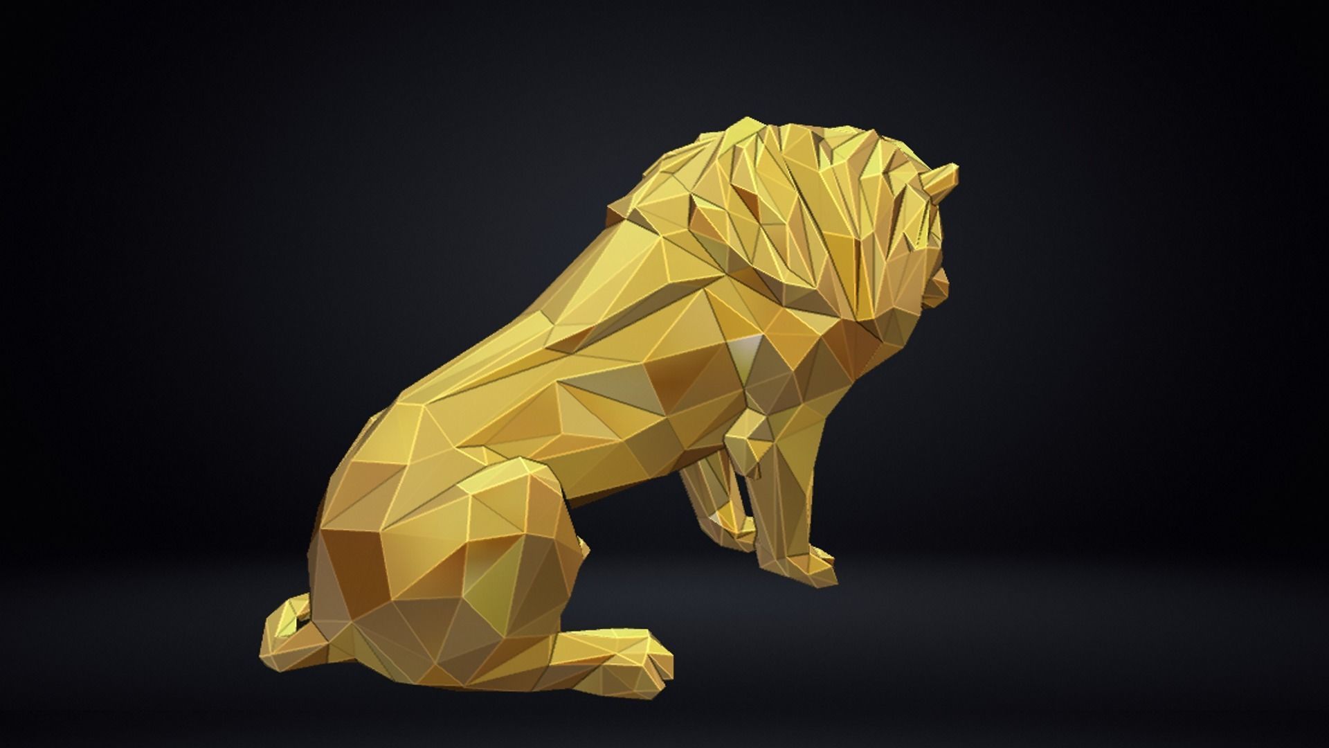 Poly Lion Sculpture 3D print model_14