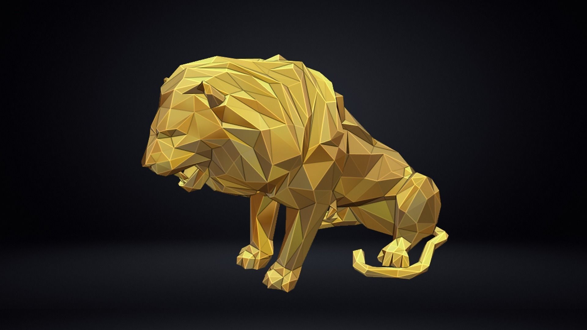 Poly Lion Sculpture 3D print model_7