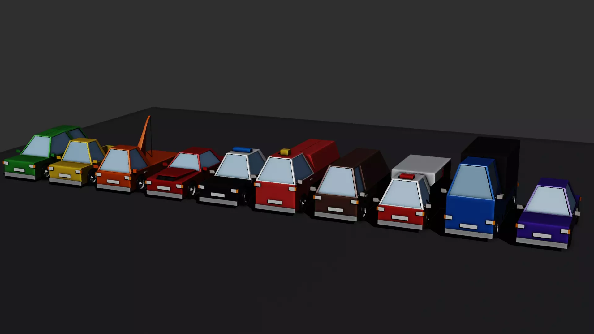 low poly cars group of different colored Free 3D print model
