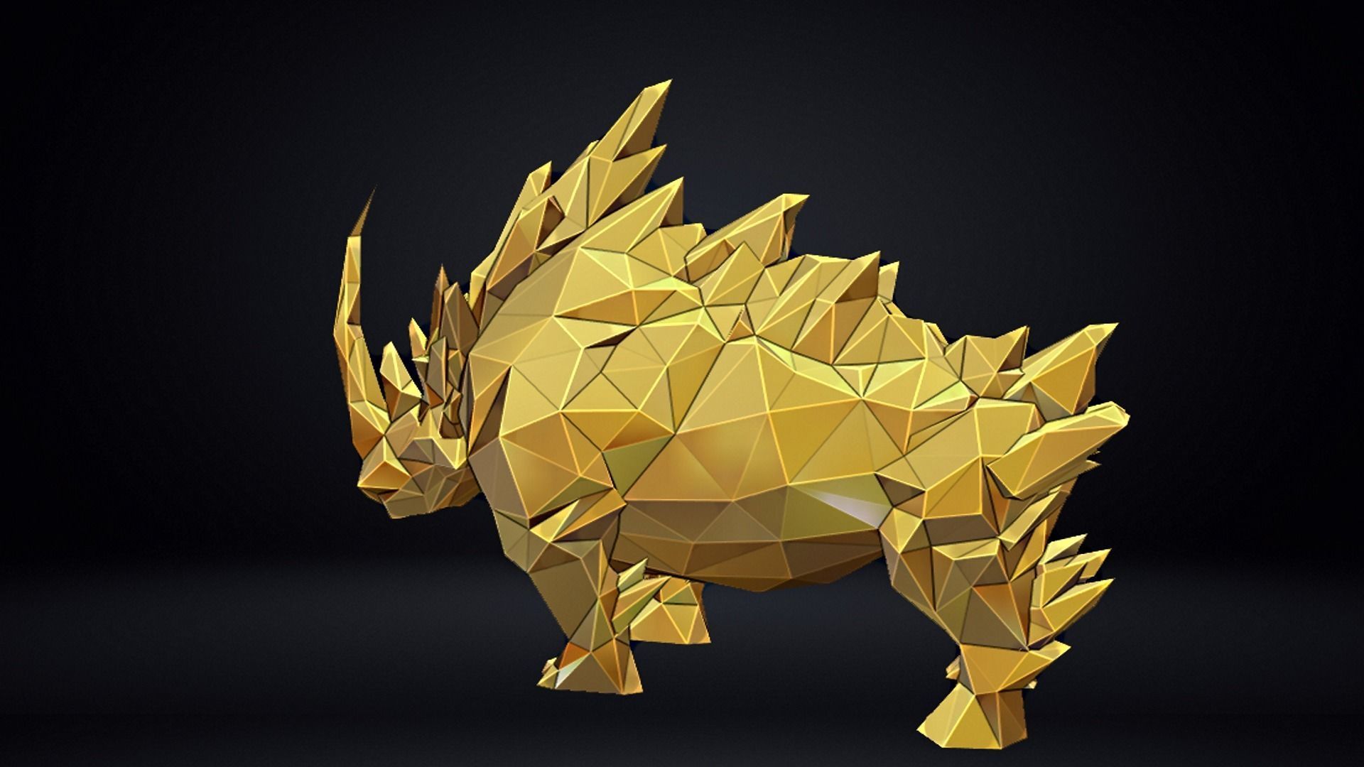 Poly Rhino Sculpture 3D print model_16