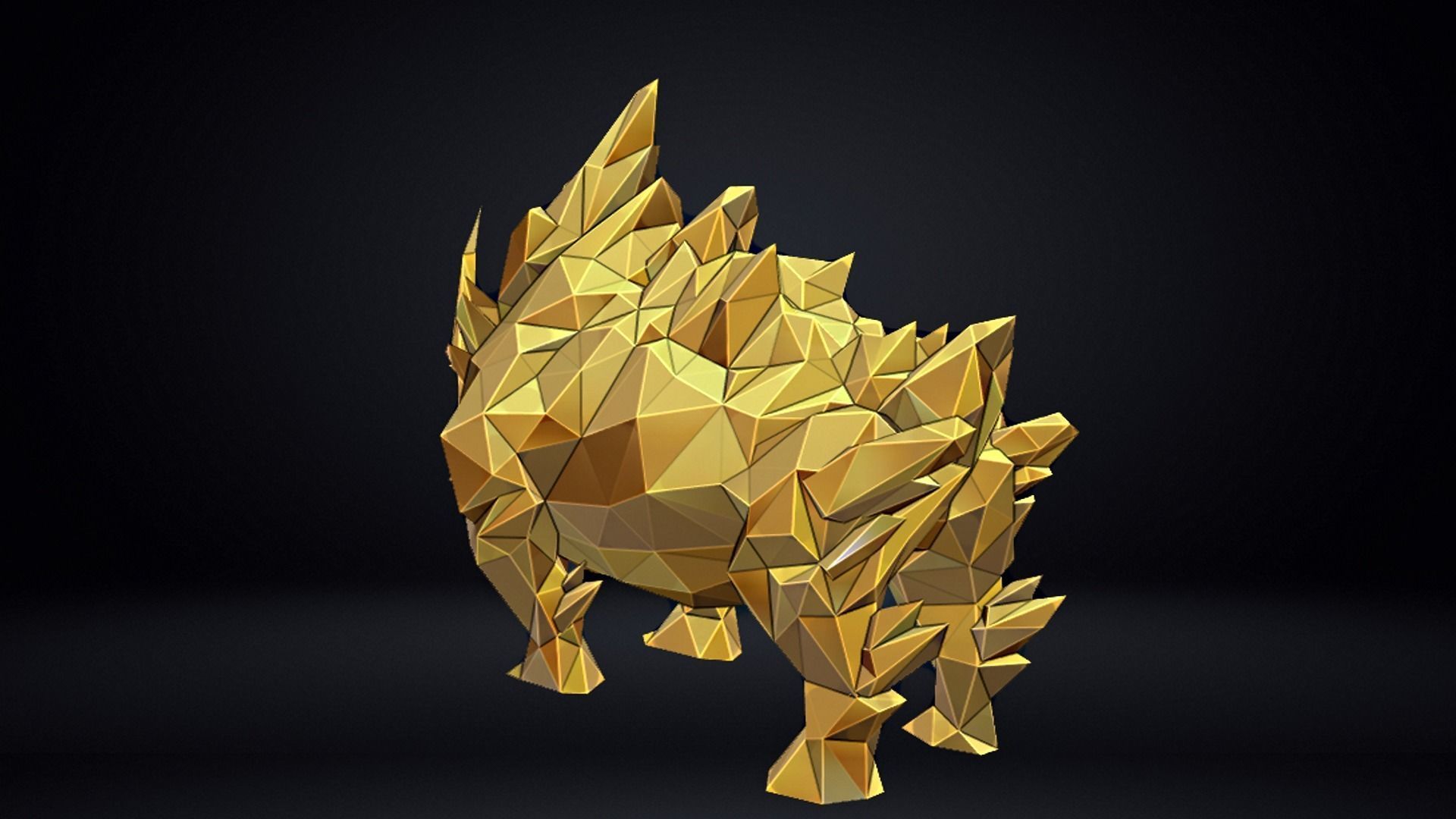 Poly Rhino Sculpture 3D print model_6