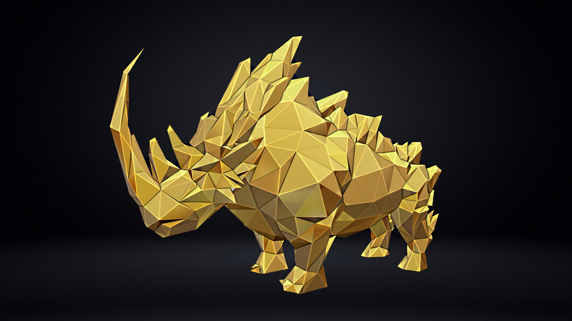 Poly Rhino Sculpture 3D print model_7