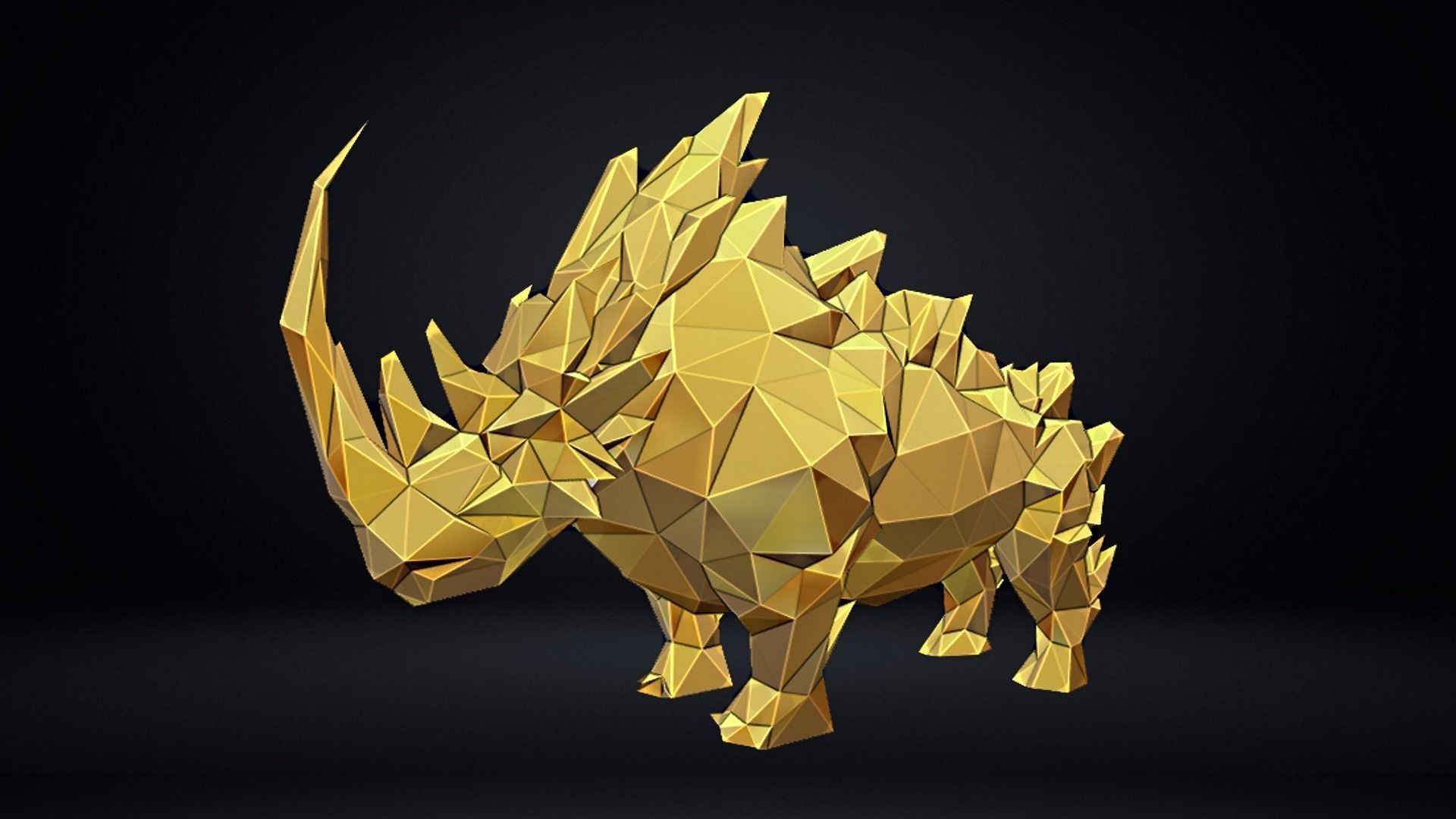 Poly Rhino Sculpture 3D print model_18