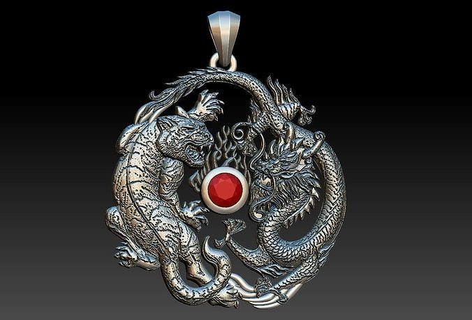 Tiger and Dragon - Tigre e Dragao Pendant 3D print model