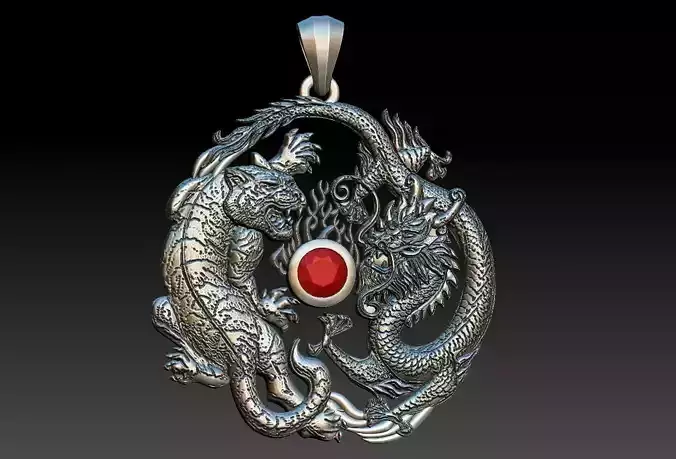 Tiger and Dragon - Tigre e Dragao Pendant 3D print model